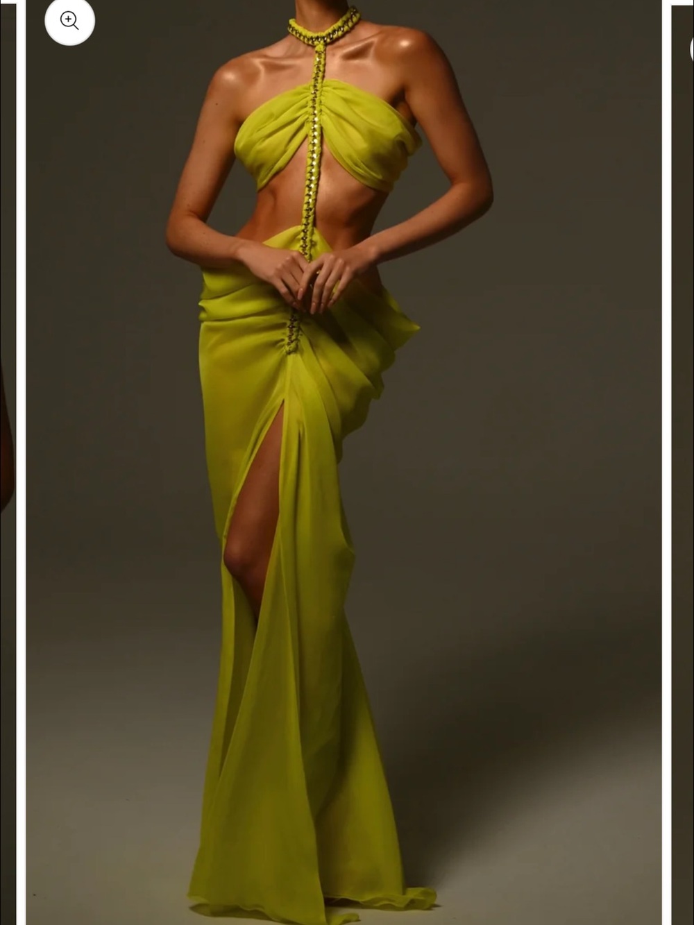 Green Ruched Halter Evening Dress